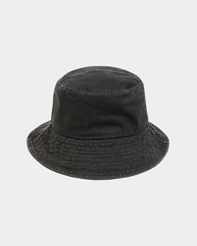 DESIGN bucket hat with sun motif in washed black